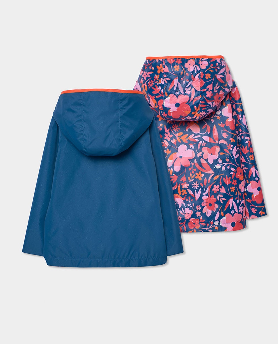 Parka Reversível com Flores de Bebé Boboli Azul-marinho / Laranja-2