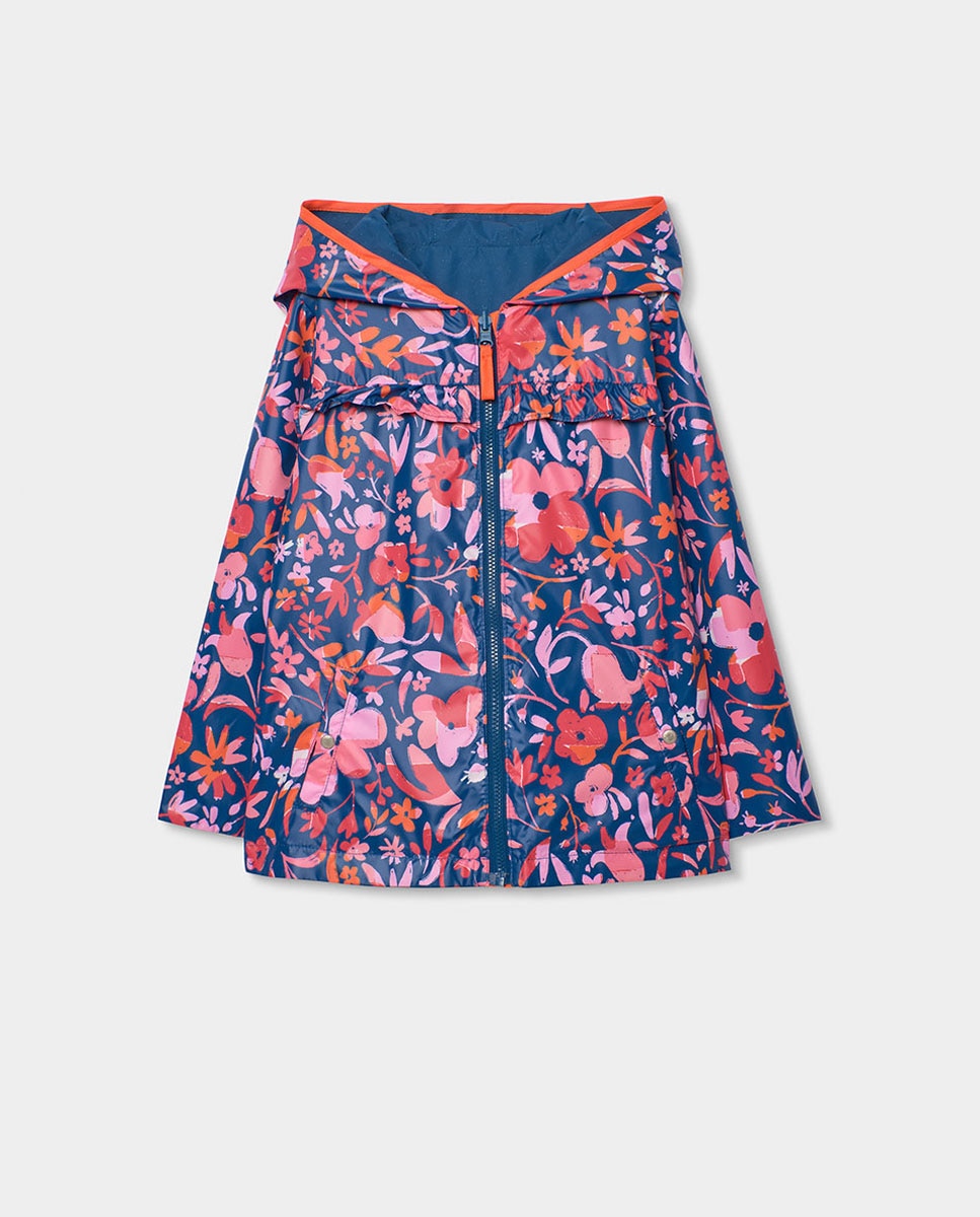 Parka Reversível com Flores de Bebé Boboli Azul-marinho / Laranja-4
