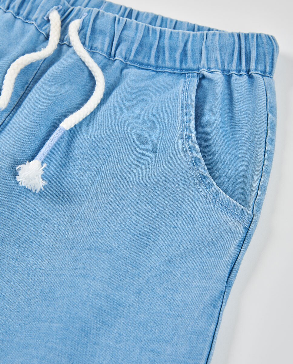 Calças Denim Bordadas Infantil Boboli Azul denim-3