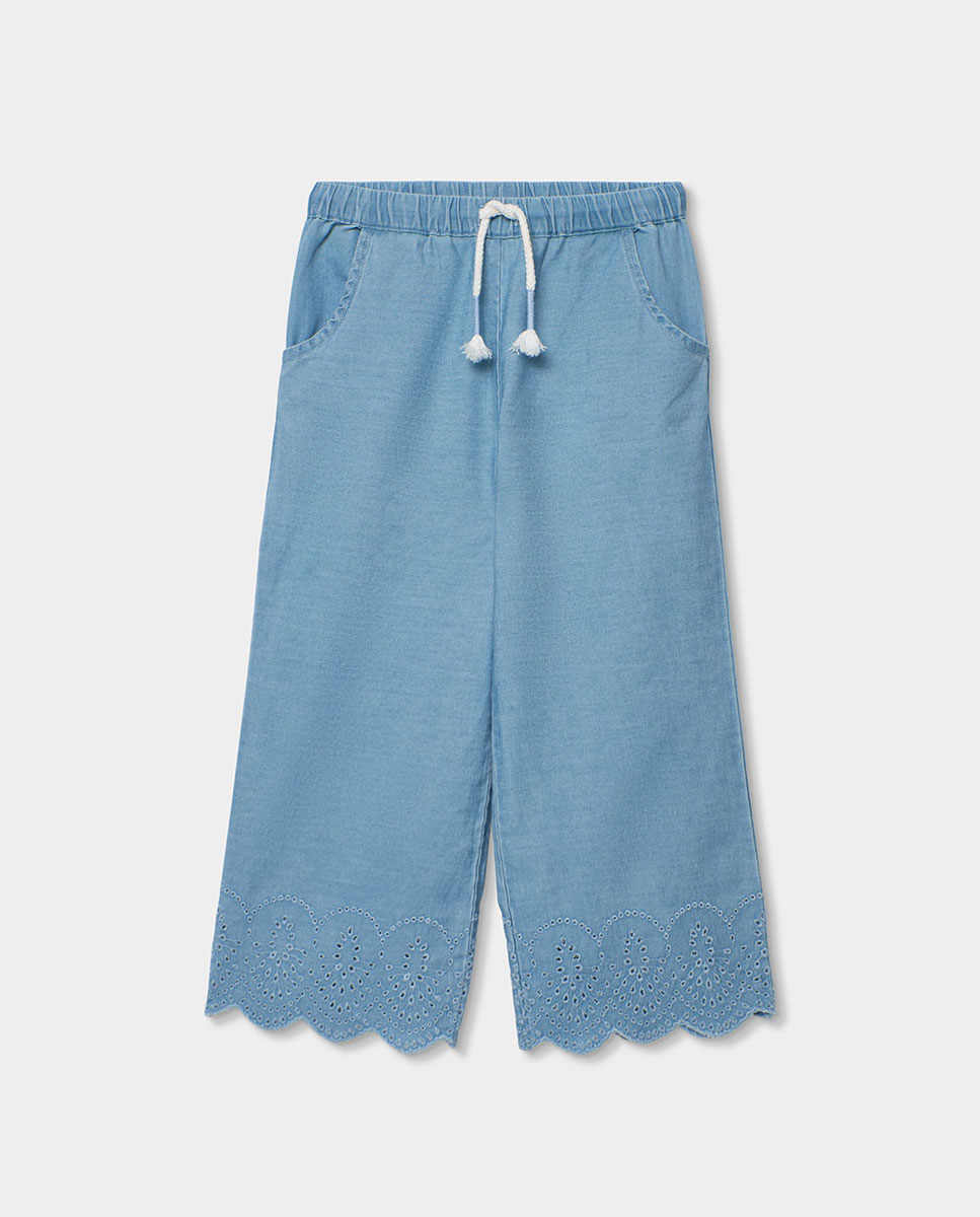 Imagem 0 de Calças Denim Bordadas Infantil