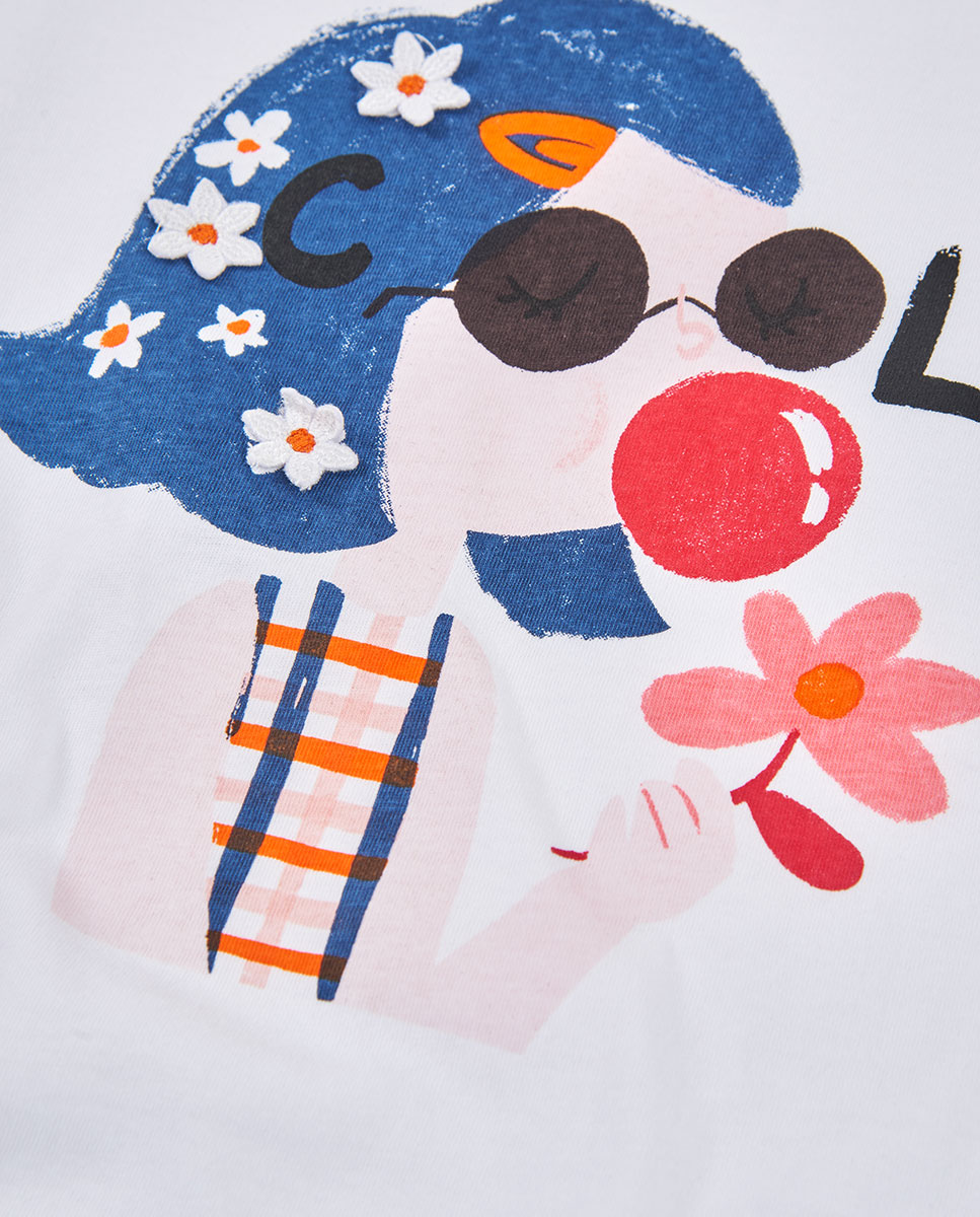 T-shirt de Malha para Bebé Boboli Branco-3