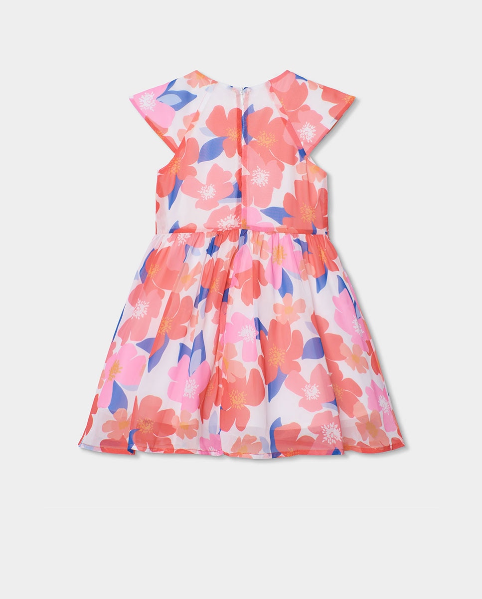 Vestido em Gase Flores Infantil Rosa / azul marinho-2