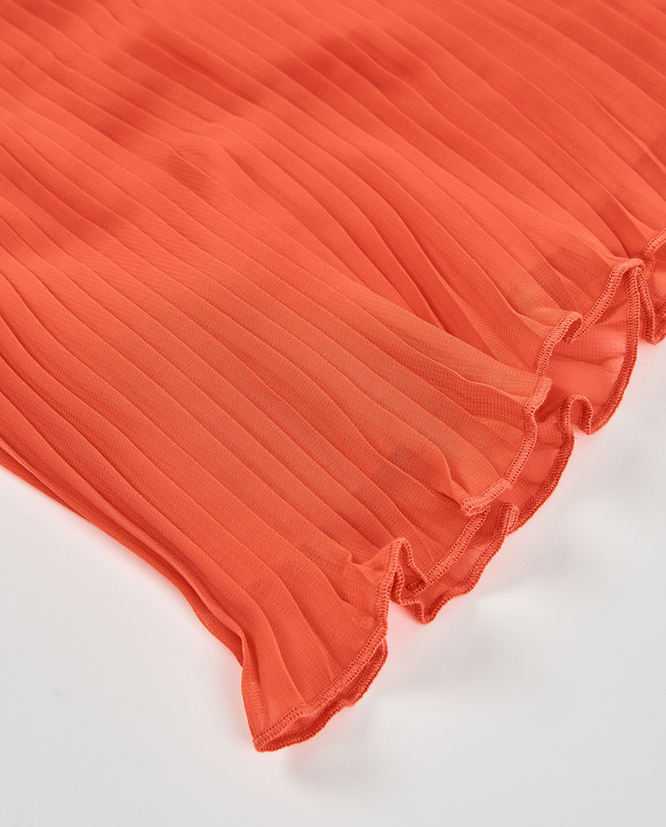 Blusa em Gás Plissada Infantil Boboli Coral-4