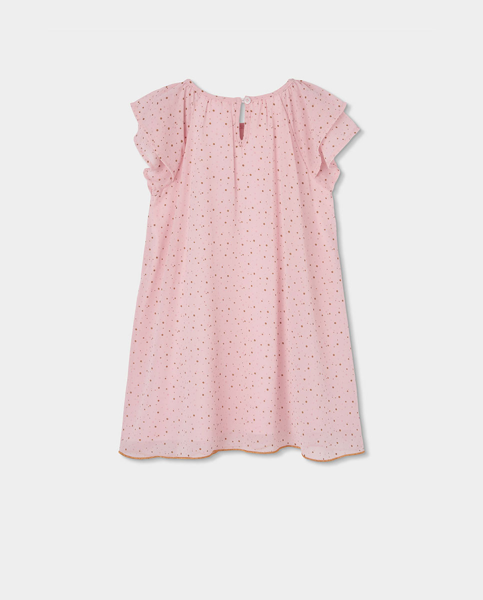 Vestido de Gase Estampada Infantil Rosa-pastel-2