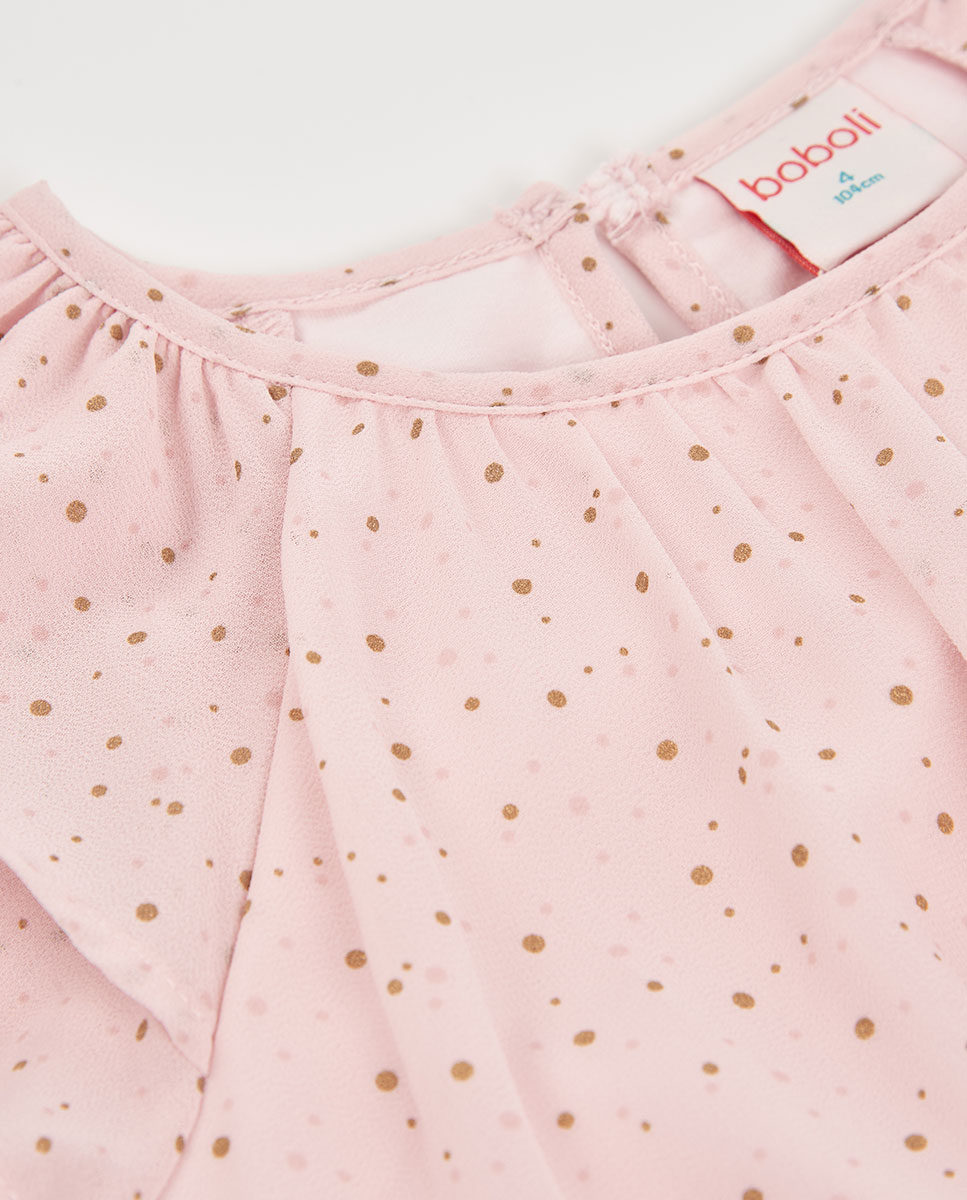 Vestido de Gase Estampada Infantil Rosa-pastel-3