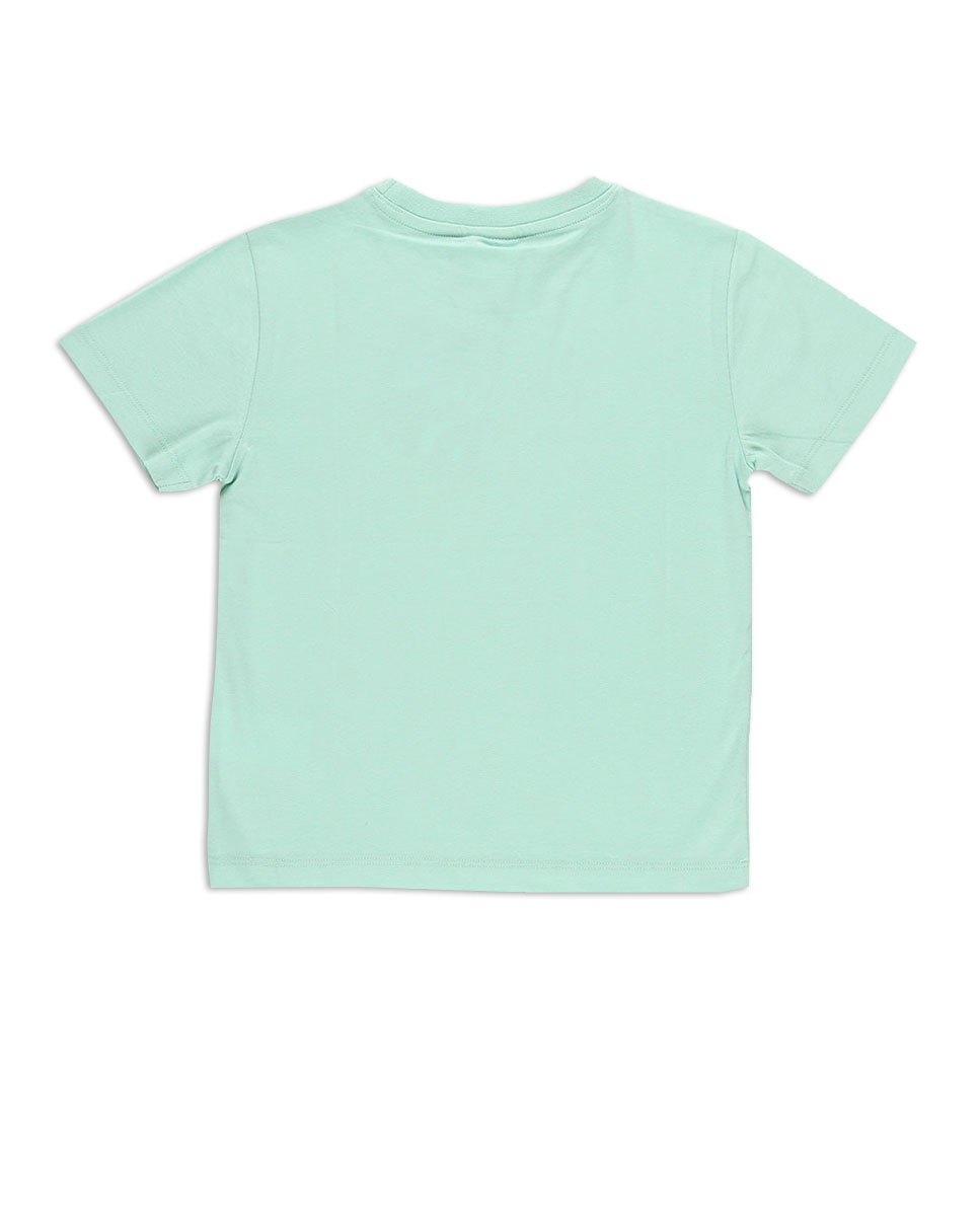 T-shirt para Bebé com Gola Redonda e Manga Curta Verde-claro-2