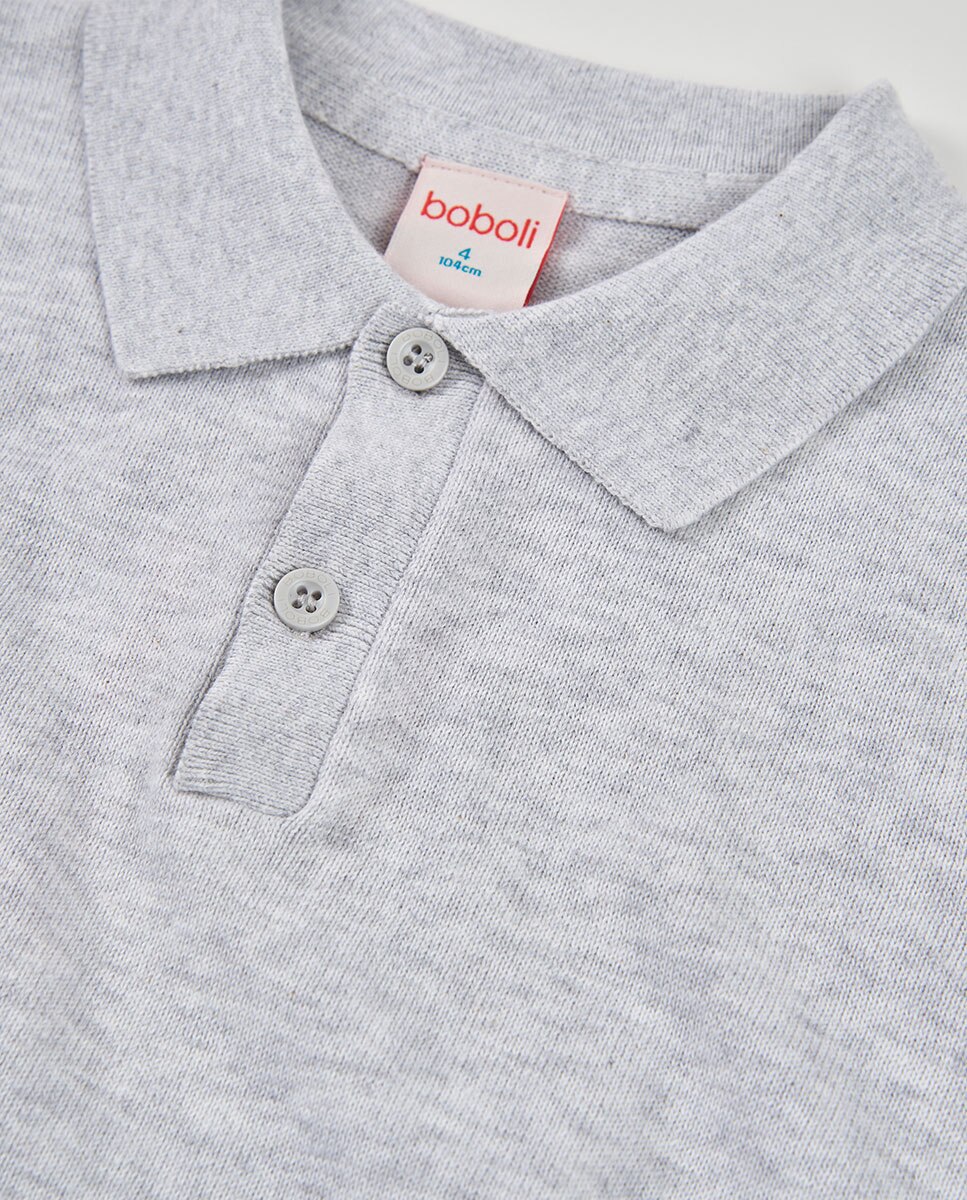 Polo Tricotosa Infantil Cinzento-claro-3