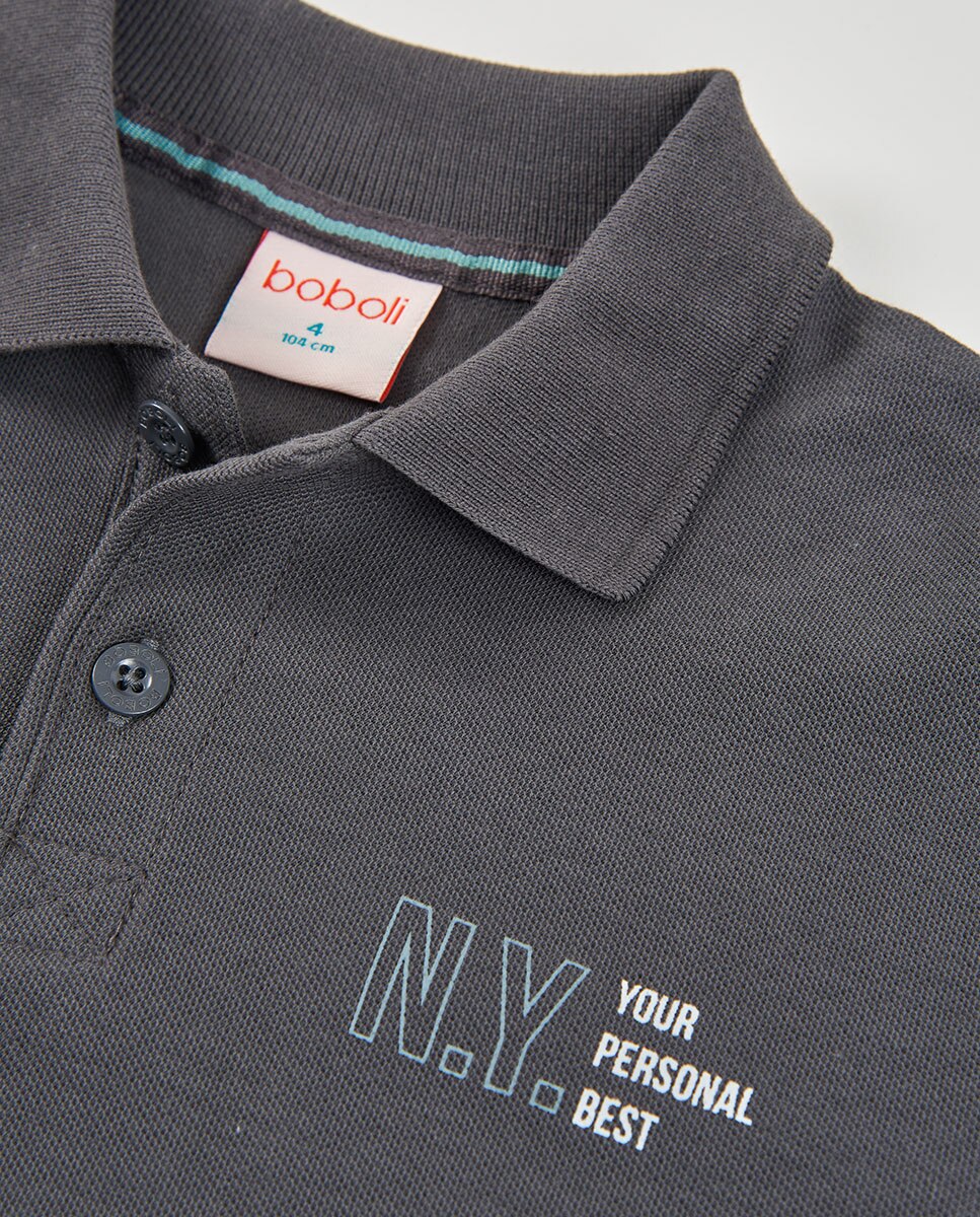 Polo de Malha Infantil Cinzento-escuro-3