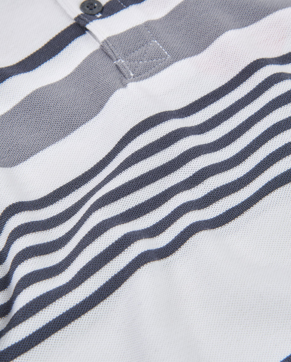 Polo Piqué Às Riscas Infantil Branco-3