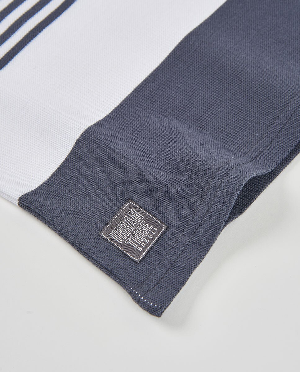 Polo Piqué Às Riscas Infantil Branco-4