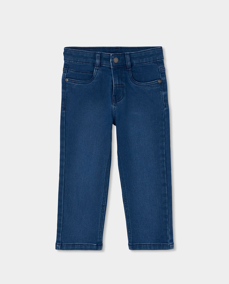 Imagem 0 de Calças Jeans Infantil de Algodão com Corte a Direito e Cintura Subida