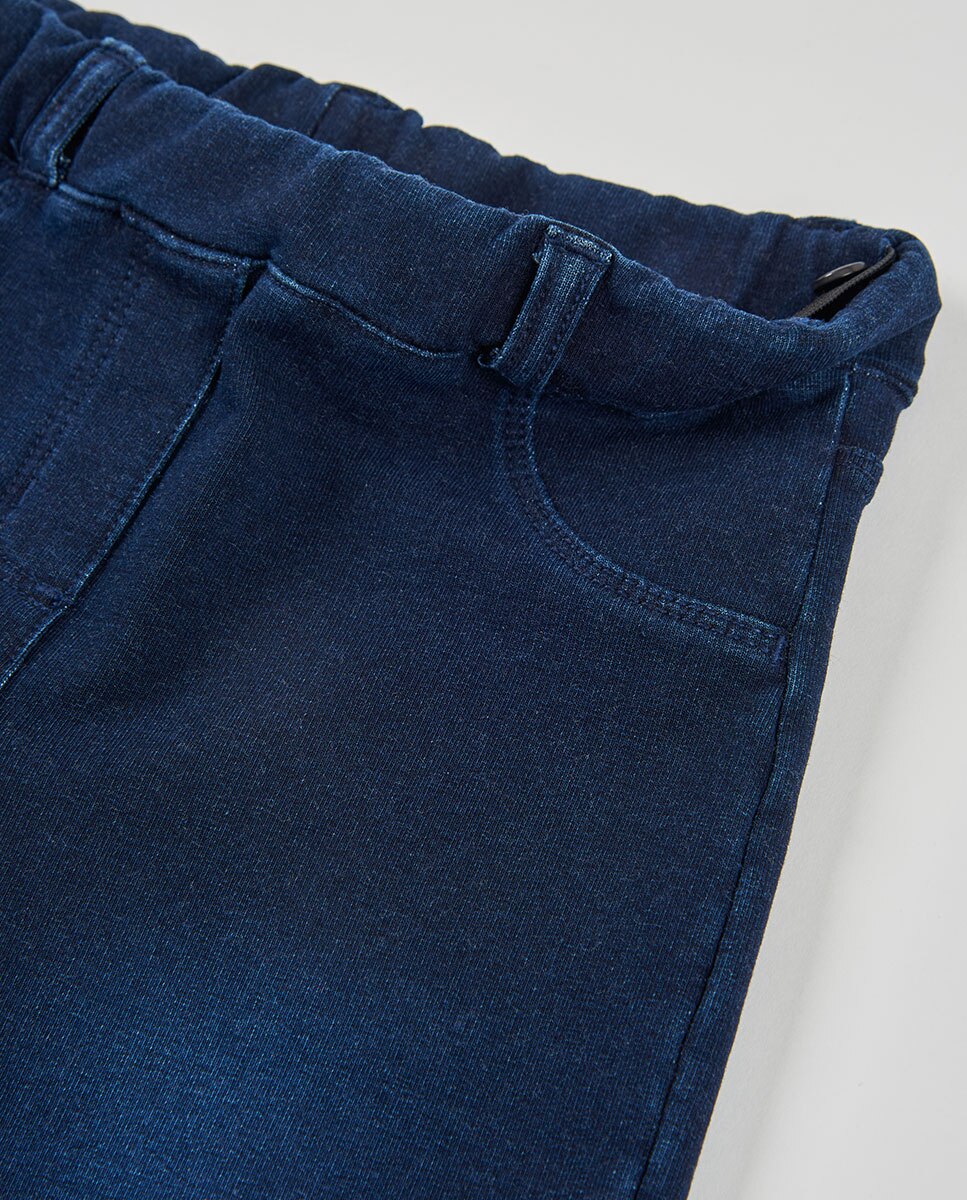 Calças Denim Infantil de Cintura Subida Boboli Azul denim-3