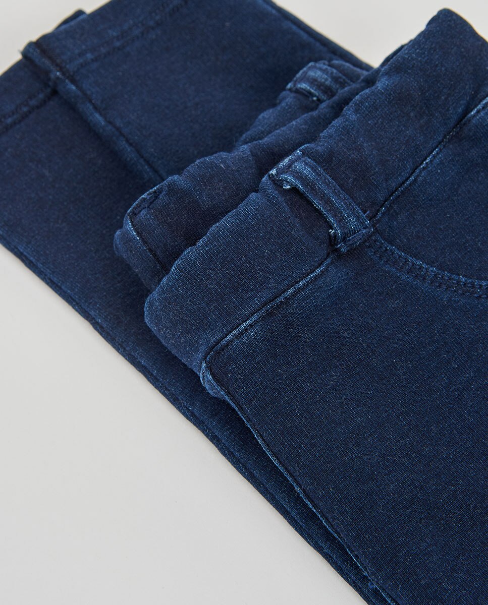 Calças Denim Infantil de Cintura Subida Boboli Azul denim-4