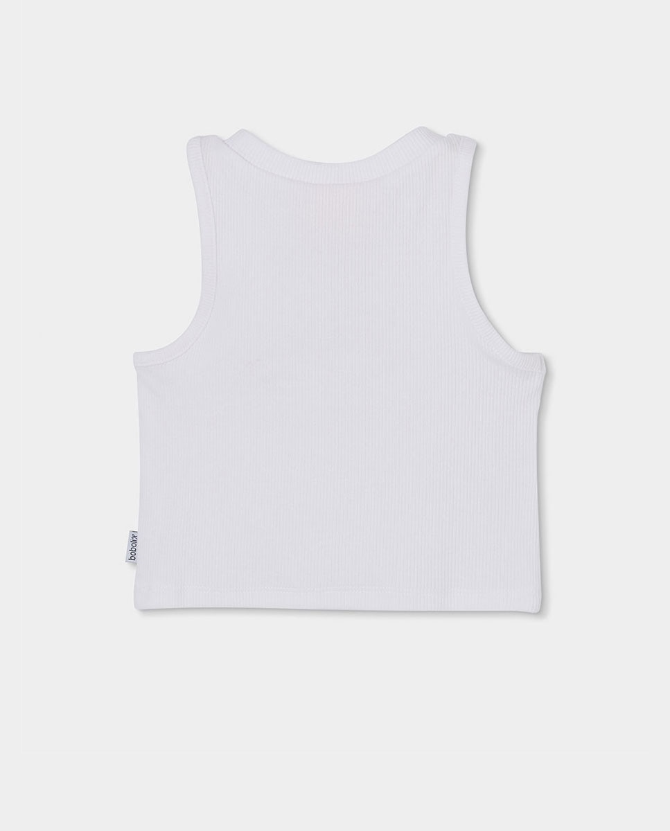 T-shirt de Malha Canelada Infantil Branco-2