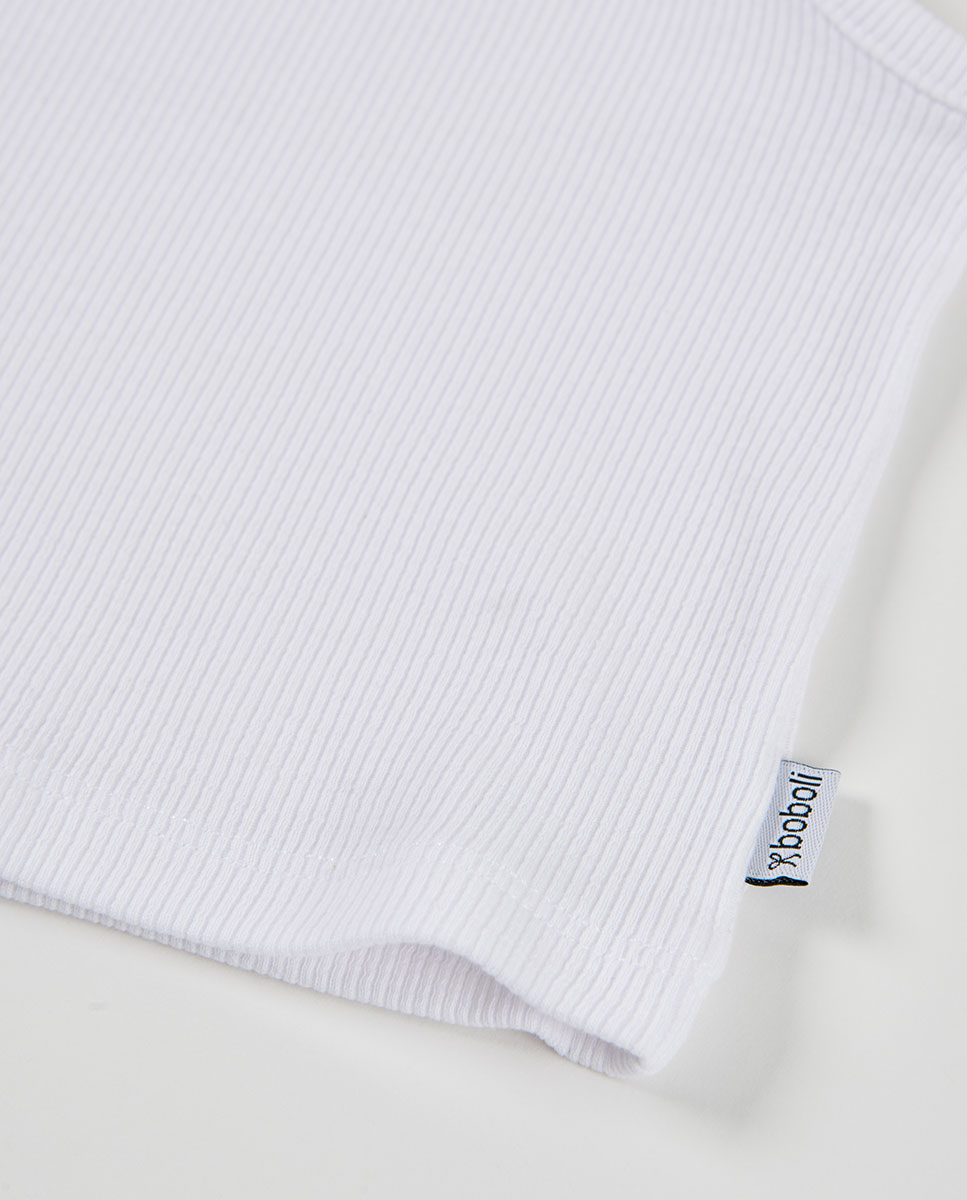 T-shirt de Malha Canelada Infantil Branco-4