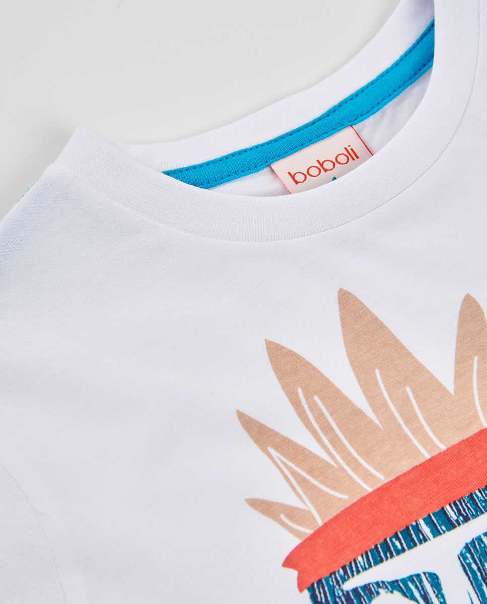 T-shirt de Malha Infantil Branco-3