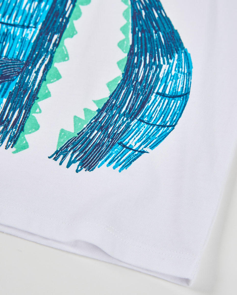 T-shirt de Malha Infantil Branco-4