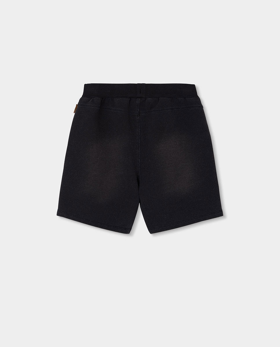 Bermudas de Felpa Efeito Denim Infantil em Preto Preto-2