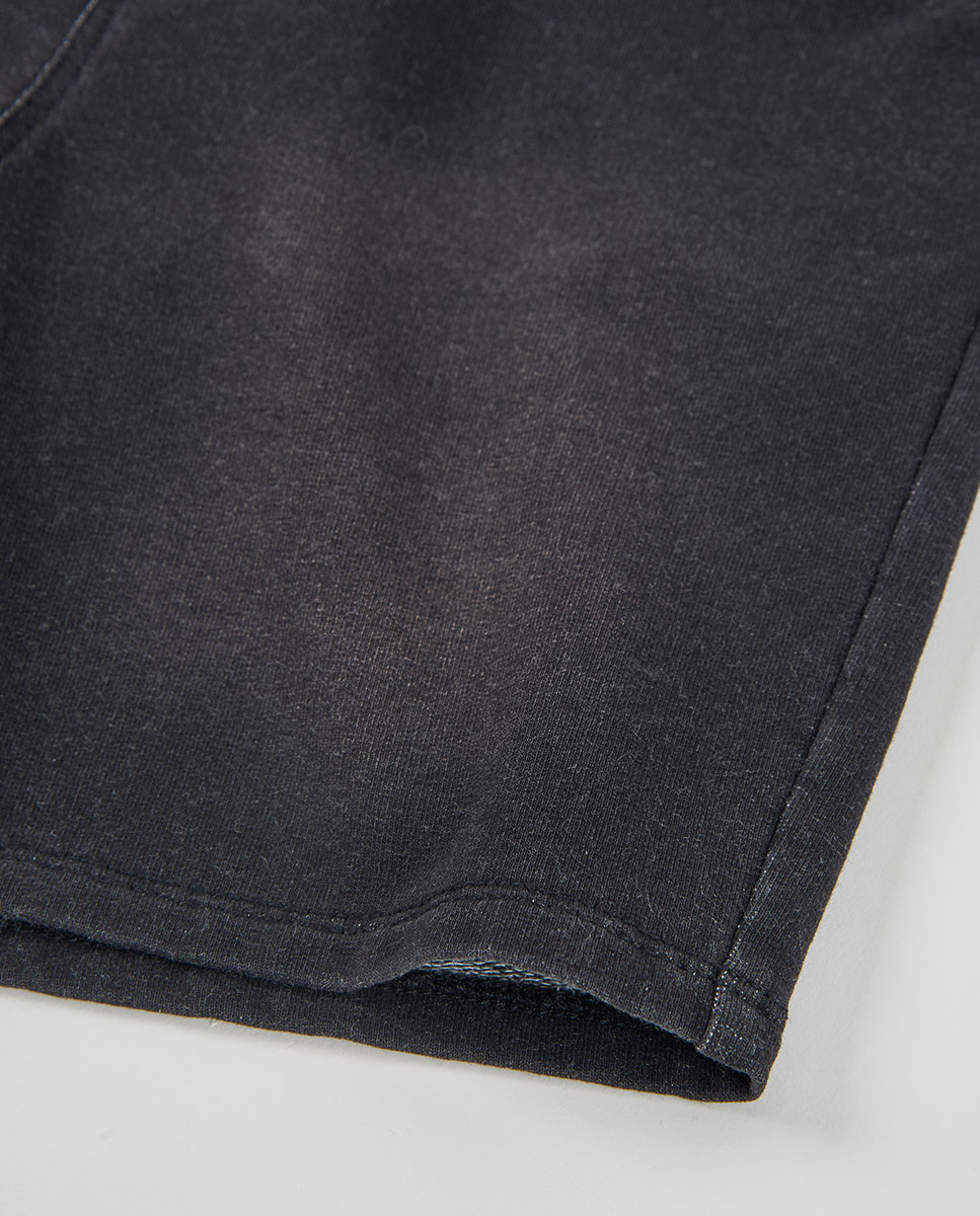 Bermudas de Felpa Efeito Denim Infantil em Preto Preto-3