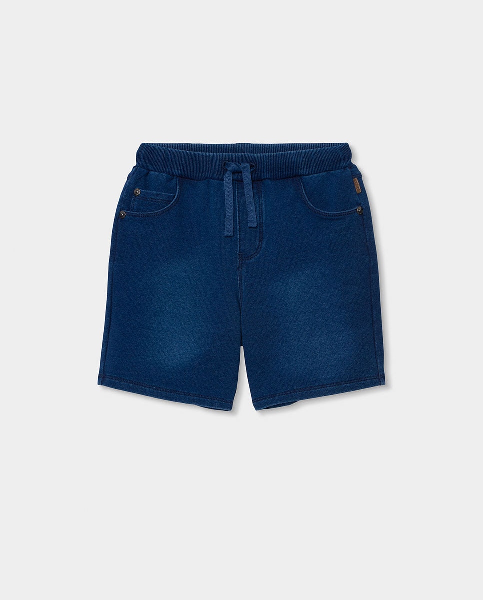 Imagem 0 de Bermudas de Felpa Efeito Denim em Azul