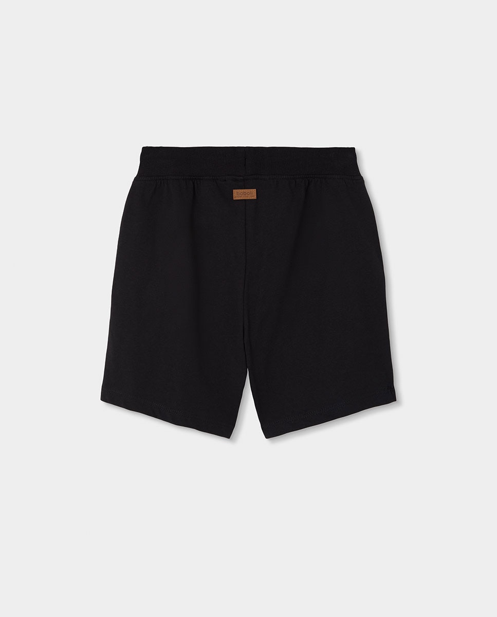 Bermudas de Malha 100% Algodão Infantil em Preto Preto-2