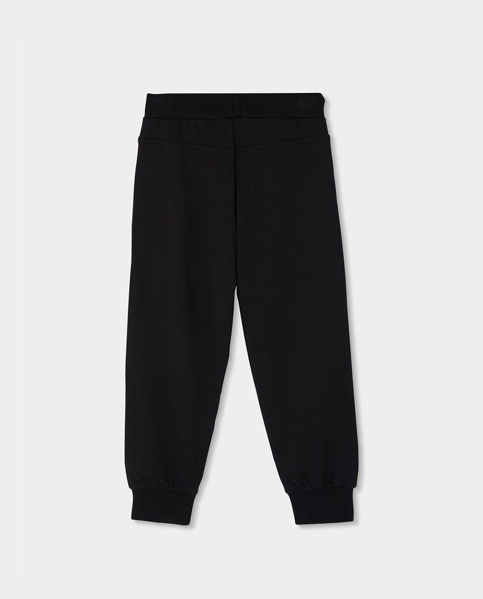 Calças de Felpa 100% Algodão Infantil em Preto Preto-2