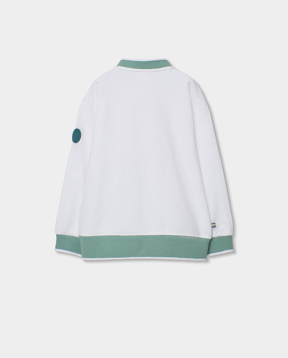 Blusão de Felpa Infantil Boboli Branco / Verde-2
