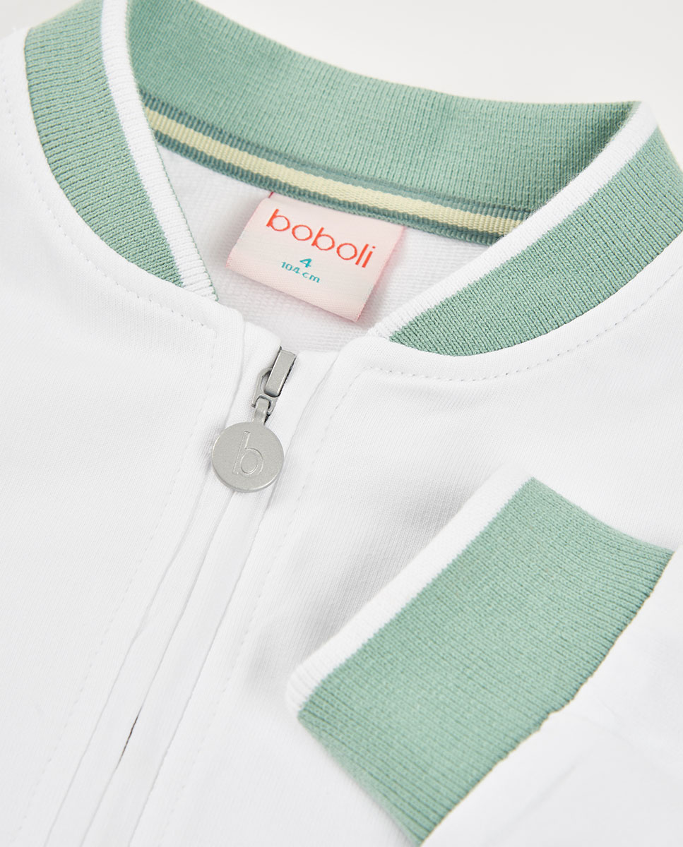 Blusão de Felpa Infantil Boboli Branco / Verde-3