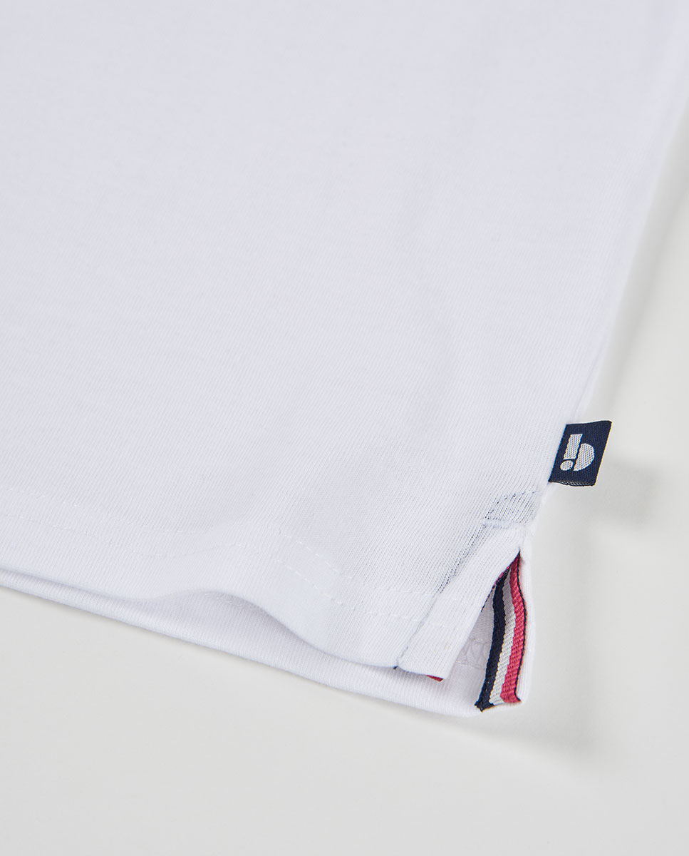 T-shirt de Malha Infantil Branco / Azul-4