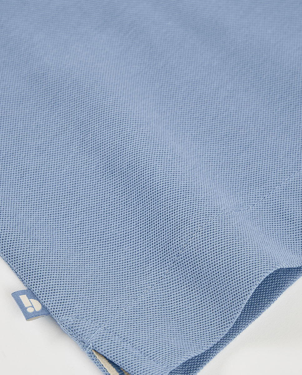 Polo Piqué Infantil Azul / Bege-4