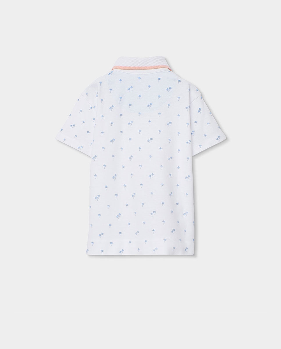 Polo Piqué Estampado Infantil Branco-2