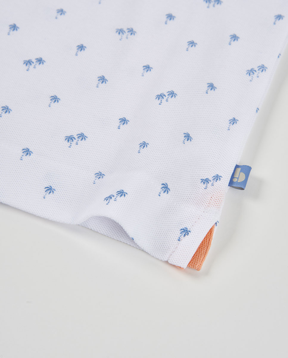 Polo Piqué Estampado Infantil Branco-4
