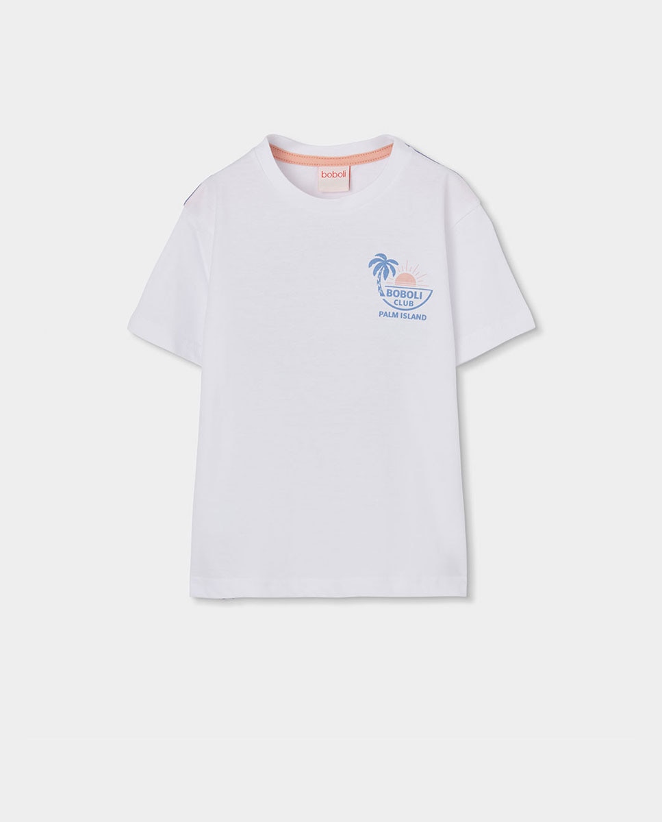 T-shirt de Malha para Bebé Branco / Azul-1