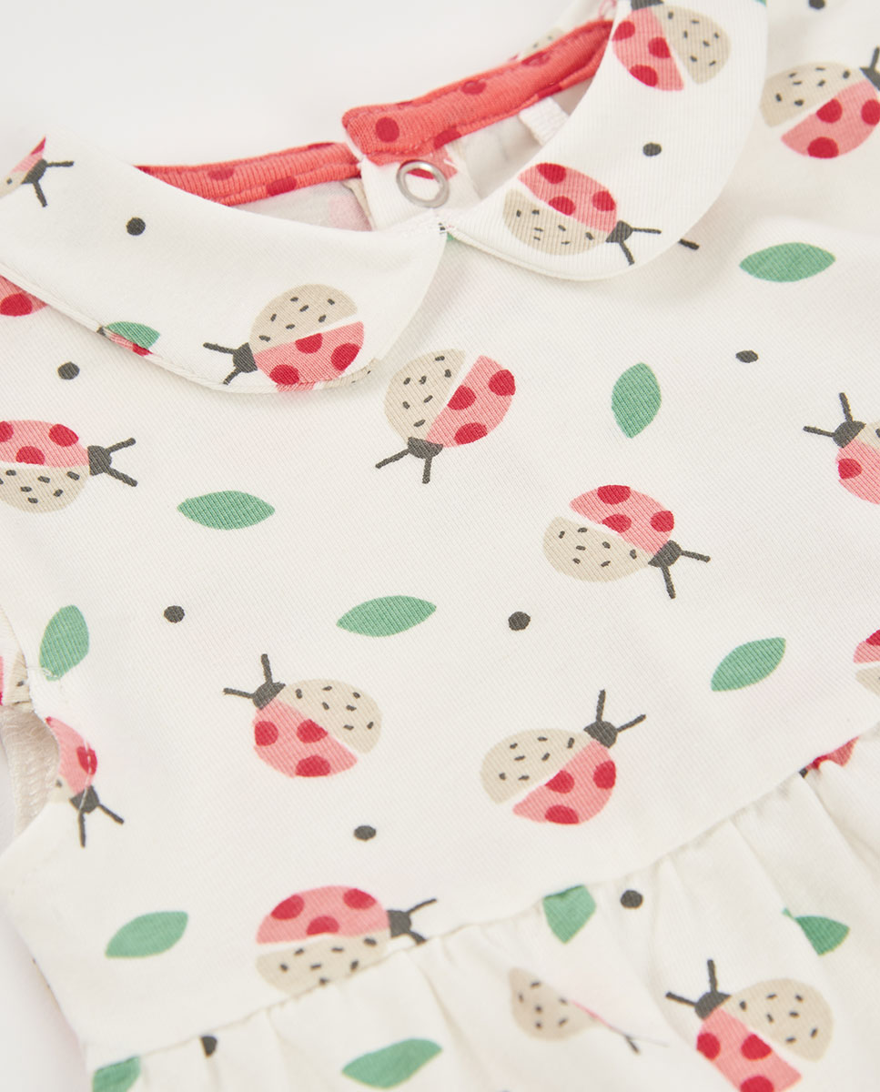 Vestido de Malha Estampado para Bebé Branco-4
