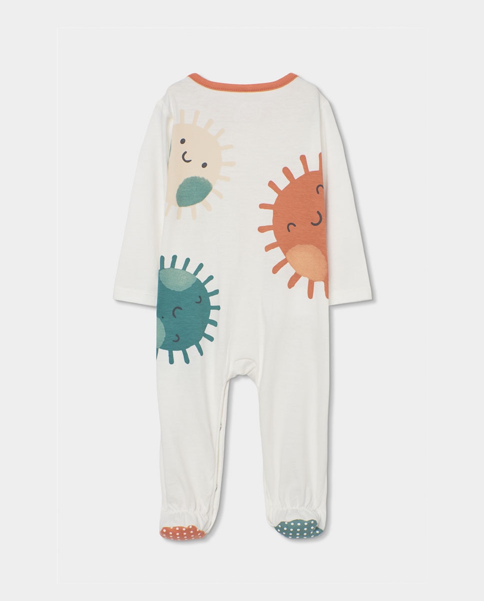 Babygrow de Malha de Bebé Boboli Branco / Laranja-2