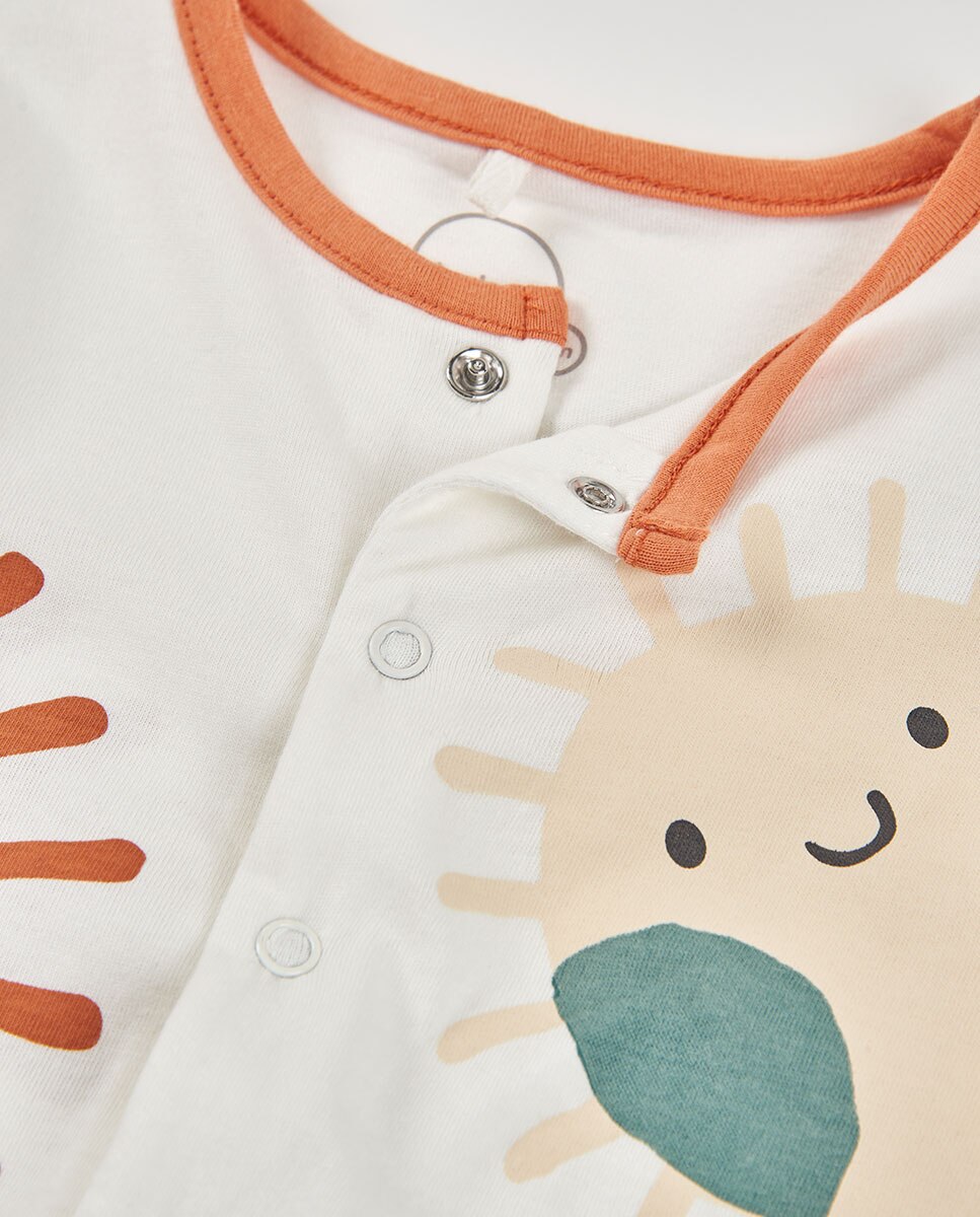 Babygrow de Malha de Bebé Boboli Branco / Laranja-3