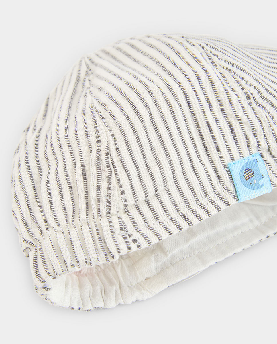 Boné para Bebé Às Riscas Branco / Preto-3