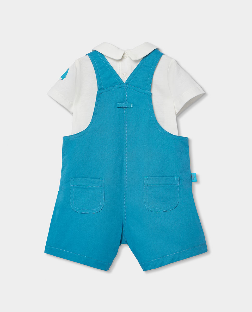 Conjunto de Malha Combinado de Bebé Boboli Azul / Branco-2
