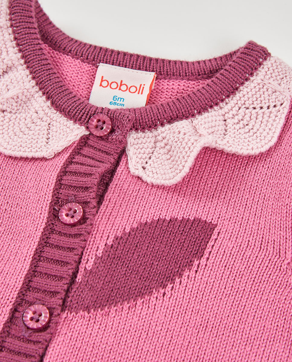 Casaco Tricotosa de Bebé Boboli Rosa/Chocolate-2