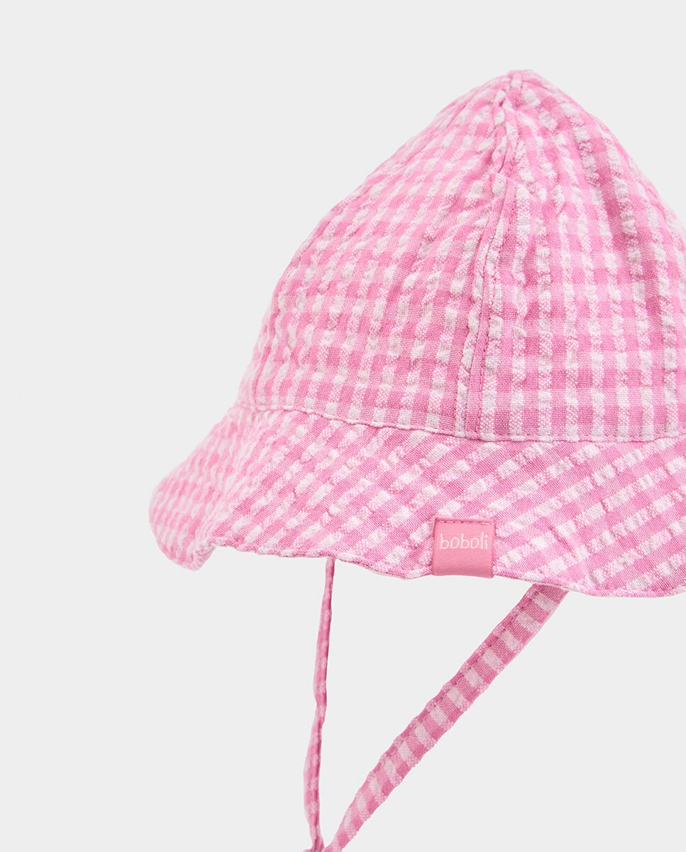 Boné para Bebé Aos Quadrados Boboli Rosa / Branco-2