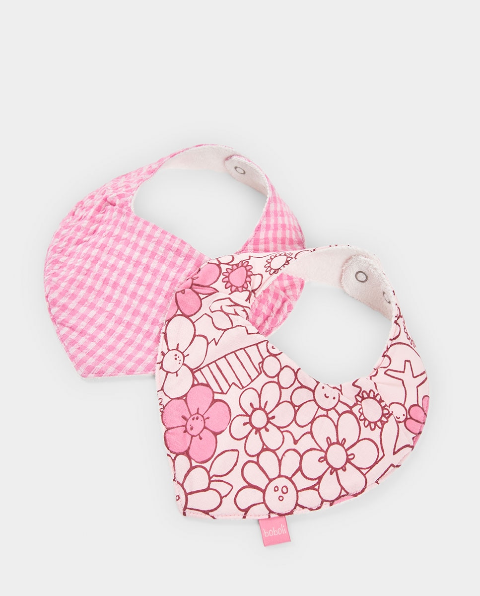 Imagem 0 de Pack de 2 Lenços de Algodão para Bebé com Estampado Floral e Aos Quadrados