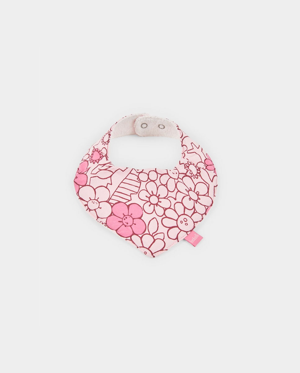 Pack de 2 Lenços de Algodão para Bebé com Estampado Floral e Aos Quadrados Rosa-2