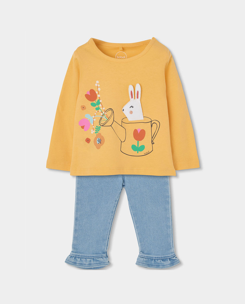 Conjunto de Malha para Bebé Boboli Amarelo-1
