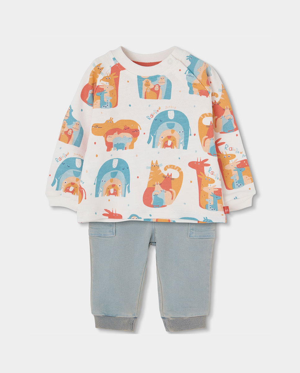Conjunto de Malha para Bebé Boboli Branco-1