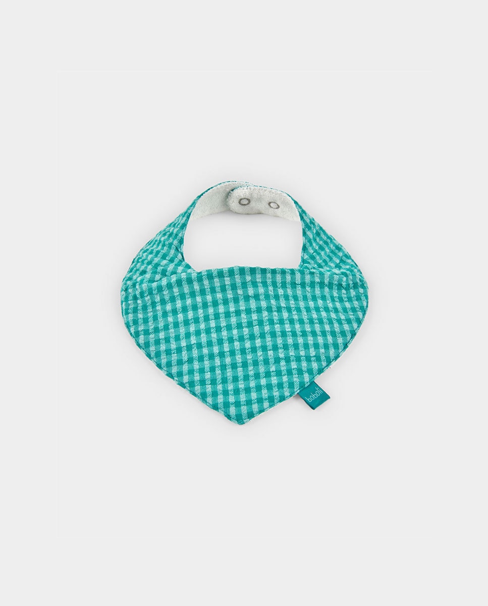 Pack de 2 Babetes de Algodão para Bebé com Estampado Aos Quadrados e Animais Verde-3