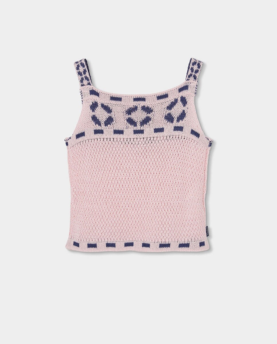 Top de Malha Infantil Rosa / azul marinho-2