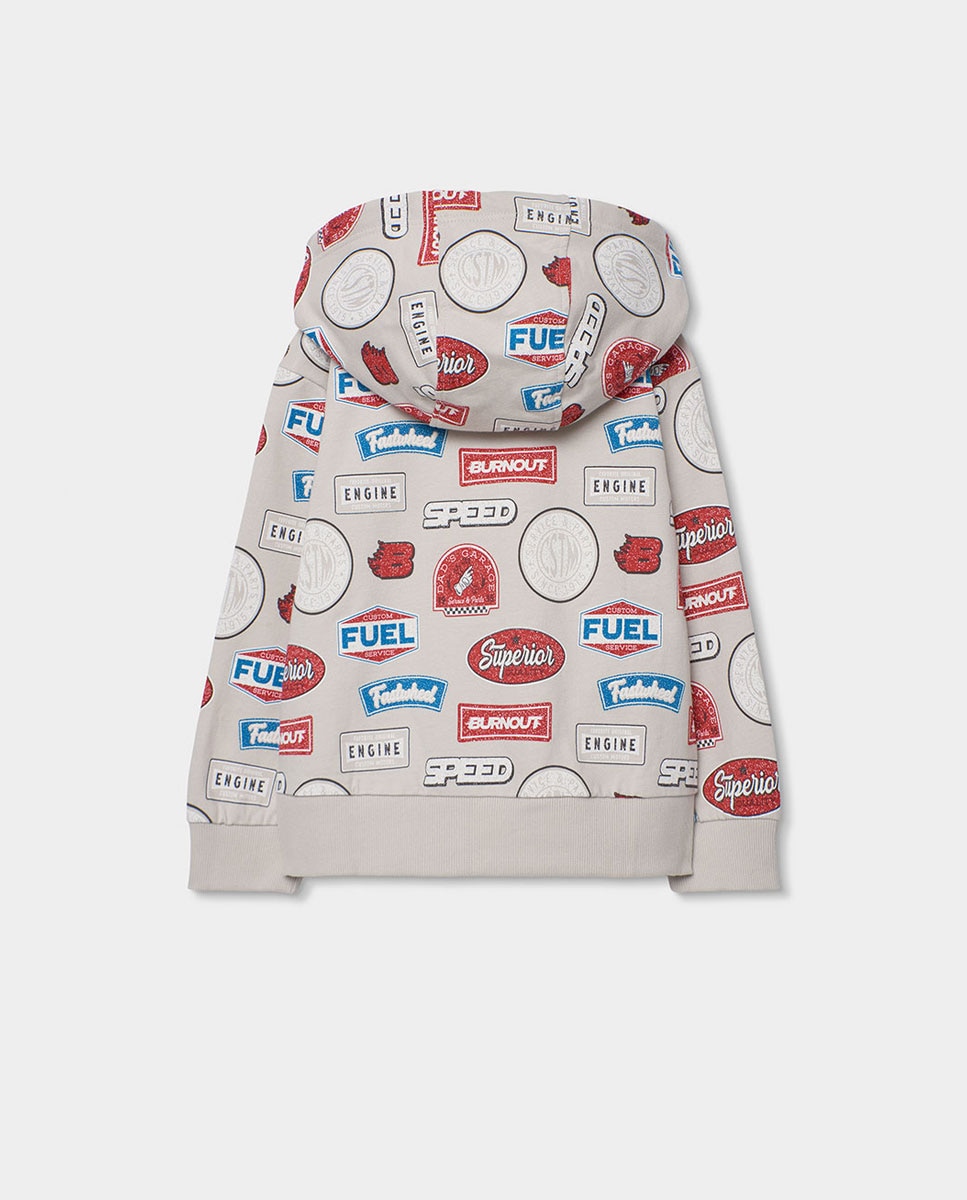 Blazers de Felpa Estampada Infantil Boboli Cinzento / Laranja-2
