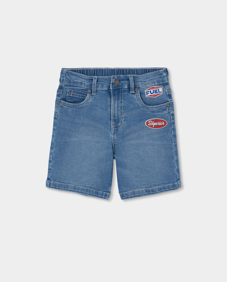 Bermudas Denim Elástico Infantil Boboli Azul denim-1