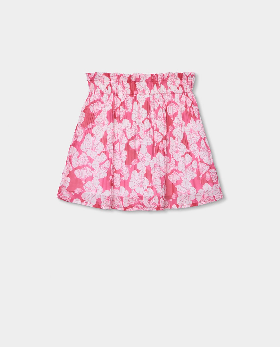 Saia em Gáspea Estampada Infantil Rosa / Branco-2
