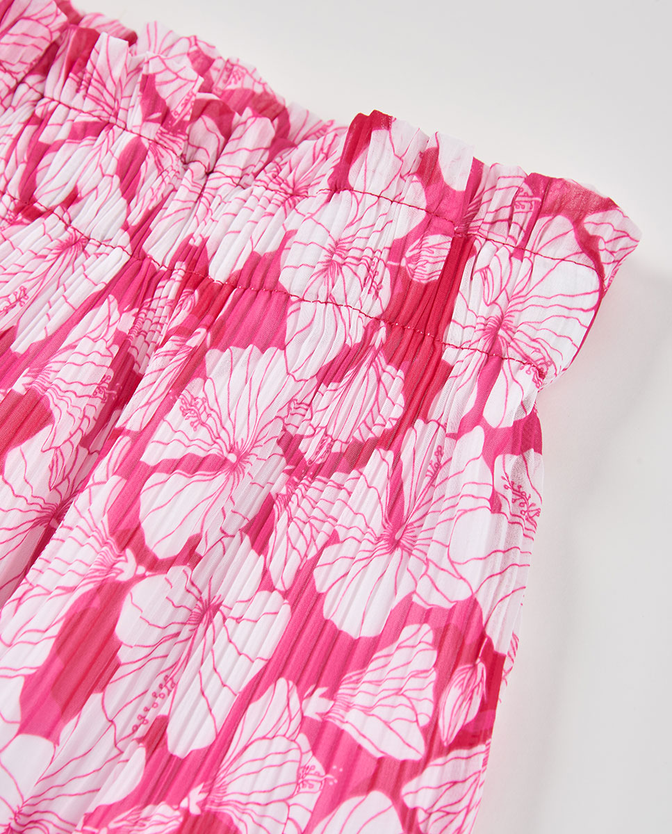 Saia em Gáspea Estampada Infantil Rosa / Branco-3